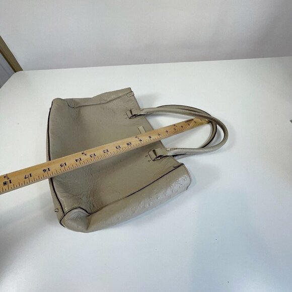 Kate Spade NY Womens Leather Ostrich Tote Bag Gray L Polka Dot Liner Zip Pocket - Picture 9 of 11